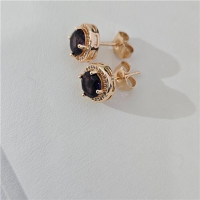 Комплект ювелирной бижутерии коллекция "Дубай"серьги, кулон и кольцо 19 р, покрытие позолота, вставка: фианиты, цвет: фиолетовый и прозрачный, арт.313.261-19