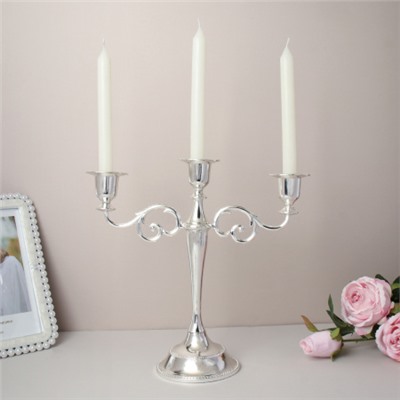 Подсвечник на 3 свечи 25 см серебро / 6303Q /уп 30/