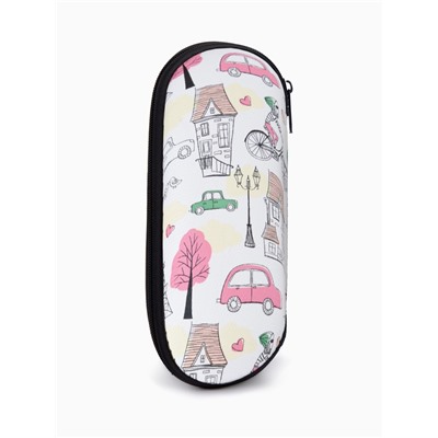 Футляр для очков на молнии, с принтом, размер 17×7×3.5 см, белый/разноцветный