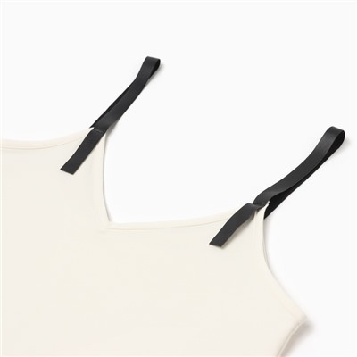 Топ с кожаными бретелями женский MINAKU : Casual Collection, белый, размер 48