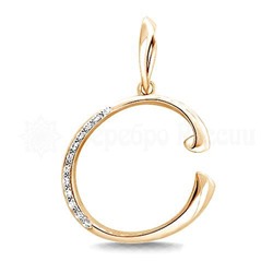 Подвеска-буква из золочёного серебра с фианитами - С 925 пробы п3-451-10з200