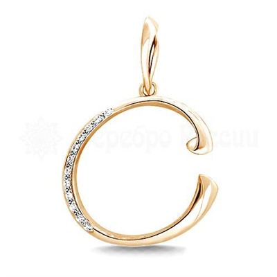 Подвеска-буква из золочёного серебра с фианитами - С 925 пробы п3-451-10з200