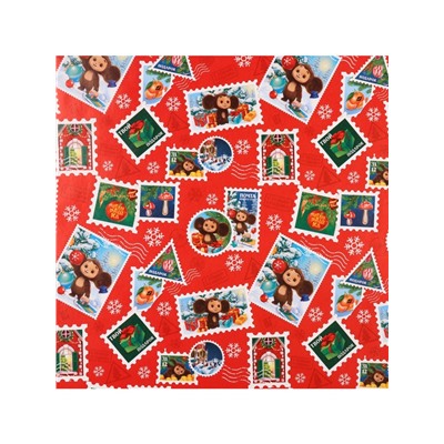 Бумага упаковочная «Новый год» 70×100 см, Чебурашка