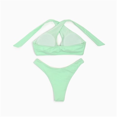 Купальник раздельный с завязками на шее женский MINAKU, ментоловый, размер 44