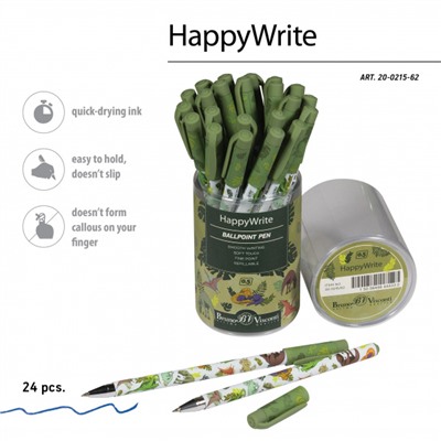 Ручка шариковая 0.5 мм "HappyWrite. Динозавры" синяя 20-0215/62 Bruno Visconti
