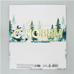 Пакет подарочный новогодний ламинированный, конгревное тиснение «С Новым годом», ML 23×27×11.5 см