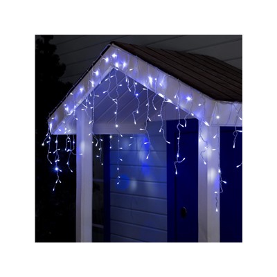 Гирлянда «Бахрома» 3×0.6 м, IP44, УМС, прозрачная нить, 160 LED, свечение бело-синее, мигание, 220 В