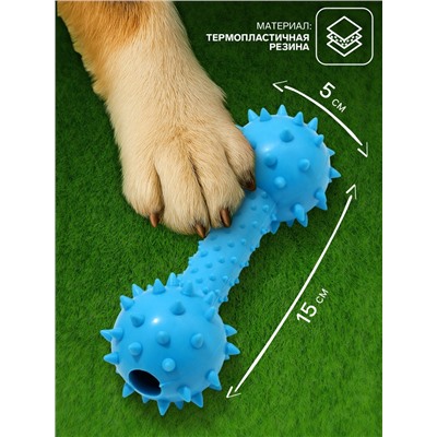Жевательная игрушка для собак «Грозная гантель», 15×5 см, синяя