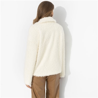 Полупальто из мягкого экомеха, Слишком заметна (белый шоколад, oversize, 42-48, нью)