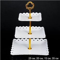 Ваза для фруктов 15 см Квадрат белая / KB-15-20 /уп 100/ Пластик