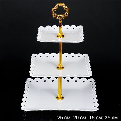 Ваза для фруктов 15 см Квадрат белая / KB-15-20 /уп 100/ Пластик