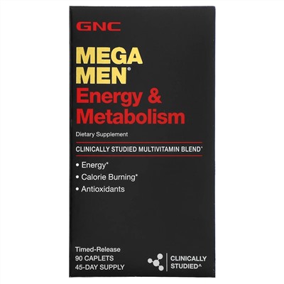 GNC, для энергии и метаболизма, клинически изученные поливитамины, 90 капсул с замедленным высвобождением