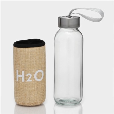 Бутылка для воды H=2O, 300 мл, h=17 см, стекло, прозрачная