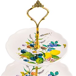 60155 Конфетница 3-х ярусная Лесные ягоды с лимонами доломит/ металл LR (х16)