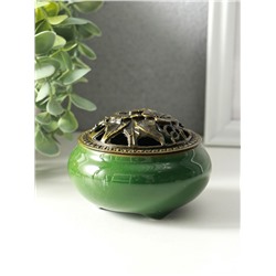 Курильница для благовоний, подставка для конусов TAKE IT EASY «Нефрит», 9.5×7 см, керамика, зелёная
