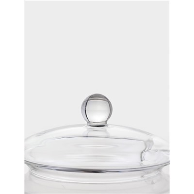 Сахарница с двойными стенками «Флора», 300 мл, 11×12 см, с сухоцветами, с ложкой, стекло, прозрачная