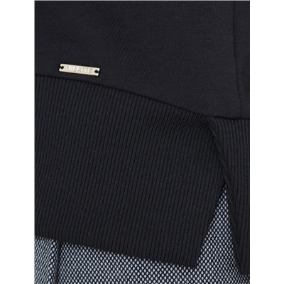 Свободный свитшот с принтом и разрезами из эластичного футера двухнитки без начеса