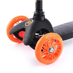 Самокат трёхколёсный ROCKET колёса световые PU, цвет оранжево-черный