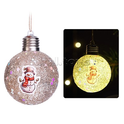 Новогоднее украшение "Снеговичок" светящийся (8см)