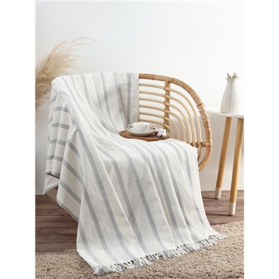Плед «Этель» Milky stripe, 130×160 см, молочный, хлопок 100%