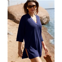 Пляжная туника полупрозрачной вязки из хлопка с вискозой