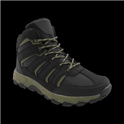 Ботинки на меху А689-8 черно зеленые п/п