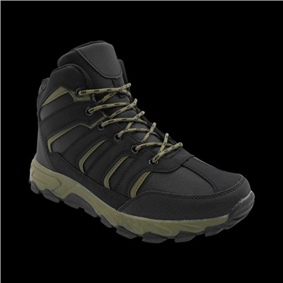 Ботинки на меху А689-8 черно зеленые п/п