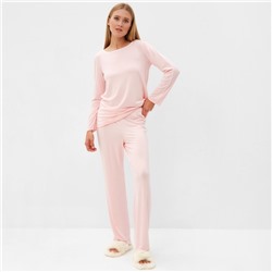Пижама женская (лонгслив, брюки) MINAKU: Home collection, размер 58, розовая