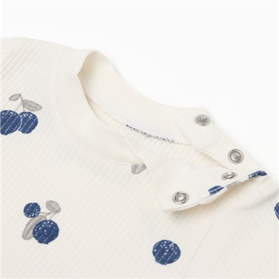 Футболка с длинным рукавом Крошка Я Blueberry, рост 62-68 см, молочная