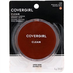 Covergirl, Clean, компактная тональная основа, оттенок 135 средний светлый, 11 г