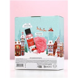 Подарочный набор новогодний «Счастливого Нового года», гель для душа 100 мл и мочалка для тела, Чистое счастье