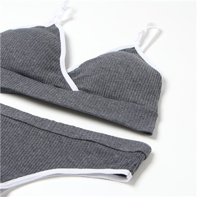 Комплект нижнего белья женский (топ, трусы) Collorista, тёмно-серый, размер 42-44