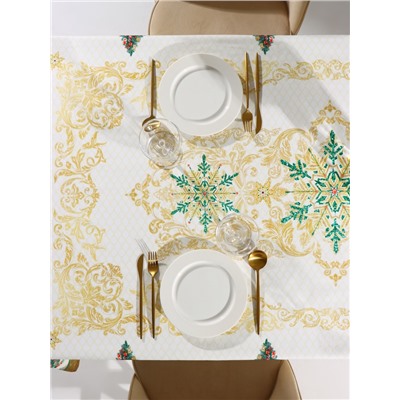 Скатерть новогодняя «Этель» Golden Christmas, 150×220 ±3 см с ГМВО, 100% хлопок, 190 г/м²