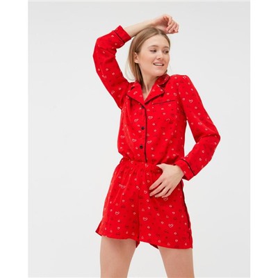Пижама женская (рубашка, шорты) MINAKU: Light touch, размер 48, красная
