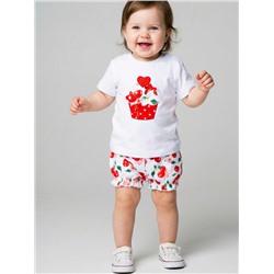 Комплект детский трикотажный для девочек: джемпер (футболка), шорты