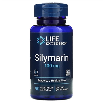 Life Extension, Силимарин, 100 мг, 90 вегетарианских капсул