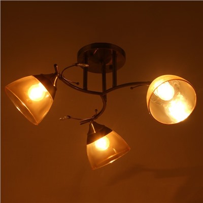 Люстра потолочная BayerLux «Аста», 3хЕ27, 40 Вт, бронза, 65×65×26 см