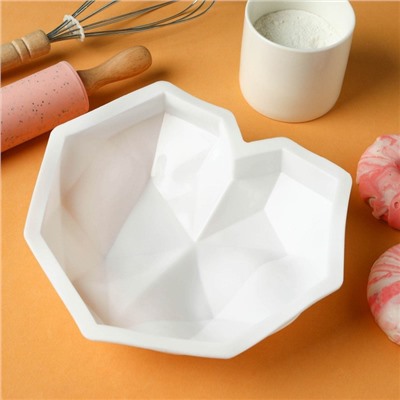 УЦЕНКА Форма для муссовых десертов и выпечки KONFINETTA «Геометрия любви», 21.5×20×6 см, цвет белый