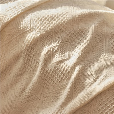 Плед с бахромой SL Home Mosaic, 130×180 см, белый