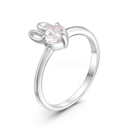 Кольцо из серебра с фианитом родированное - Зайцы 925 пробы К-4009рс2D71