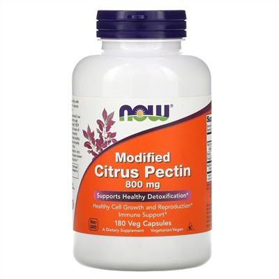 Now Foods, Модифицированный цитрусовый пектин, 800 мг, 180 растительных капсул