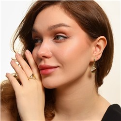 Комплект ювелирной бижутерии Итальянское золото (покрытие желтое 14к), серьги и кольцо 17 р, вставка: фианиты, цвет: прозрачный, арт.217.209-17