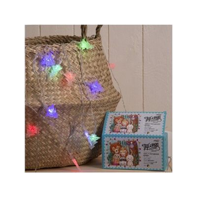 Гирлянда «Нить» 3 м с насадками «Ёлки», IP20, прозрачная нить, 20 LED, свечение мульти (RG/RB), мигание, USB