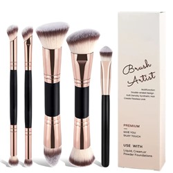 Набор двусторонних кистей для макияжа 5 штук в коробке