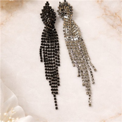 Клипсы женские без прокола "Вечерние", цвет: черный, арт.012.084