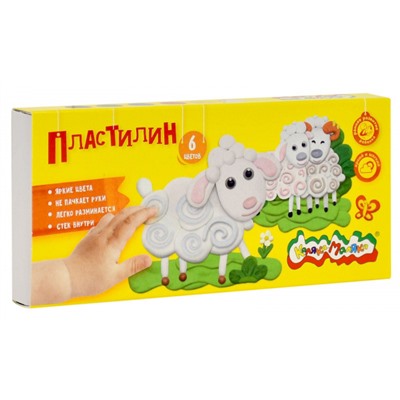 Пластилин   6цв 90гр.  ПКМ06 Каляка-Маляка
