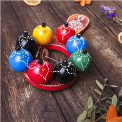 Сувенирный музыкальный инструмент «Маракас с шариками и пластинами», радужный, 25×13×5 см, МИКС