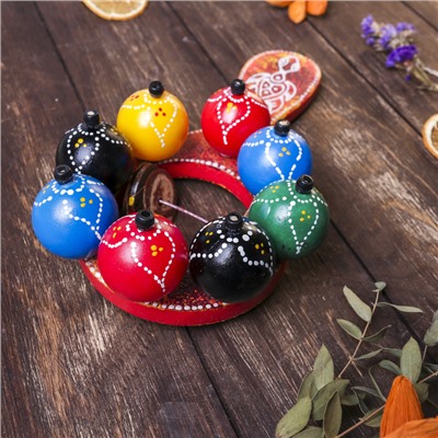 Сувенирный музыкальный инструмент «Маракас с шариками и пластинами», радужный, 25×13×5 см, МИКС