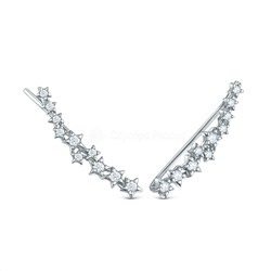 Серьги-продёвки из серебра с фианитами родированные 925 пробы 21135р200