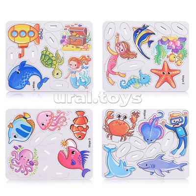 Игровой набор "Подводный мир" (дерево) крафтовая коробка